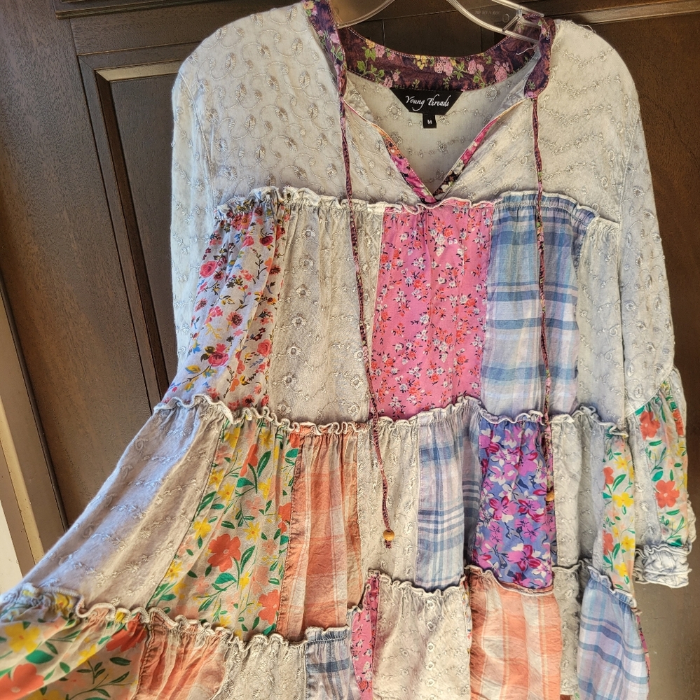 Colorful Patchwork Tunic, Women's. Medium